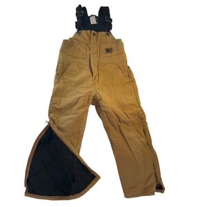 Berne Apparel Kids Brown Insulated Duck Canvas Bib Overalls Youth Small 6-8